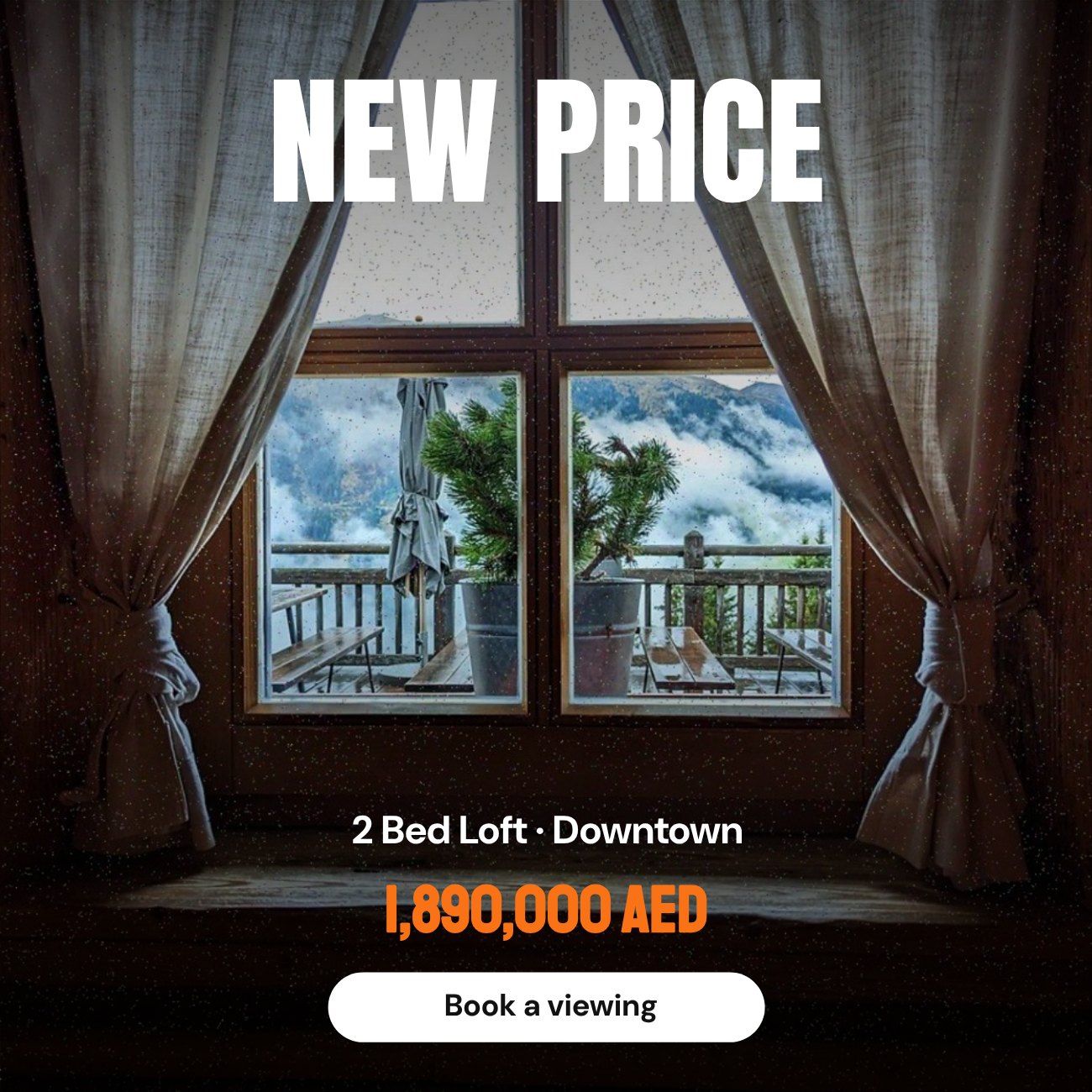 New Price 2 Bed Loft Real Estate Post — editable marketing template