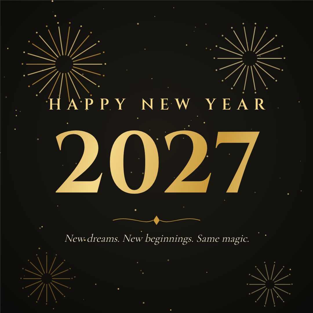 New Year 2027 Gold Post — editable festivals template