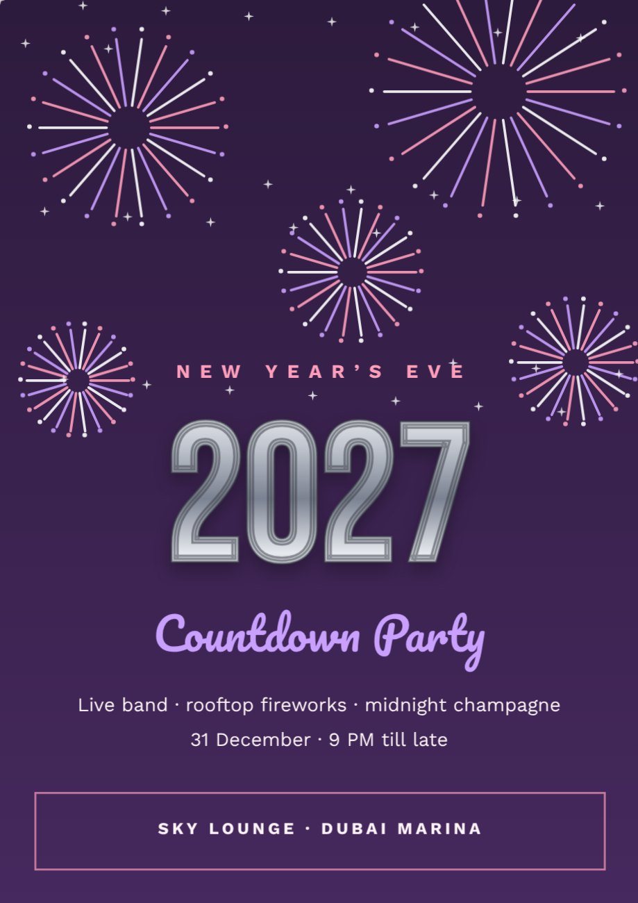 New Year Countdown Party Poster — editable festivals template