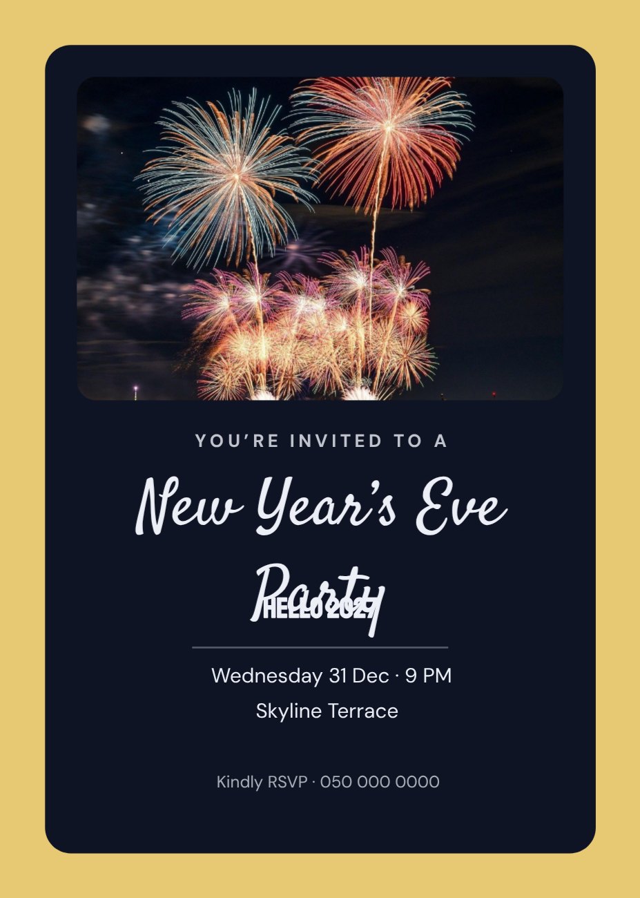 New Year’s Eve Party Invitation — editable events template
