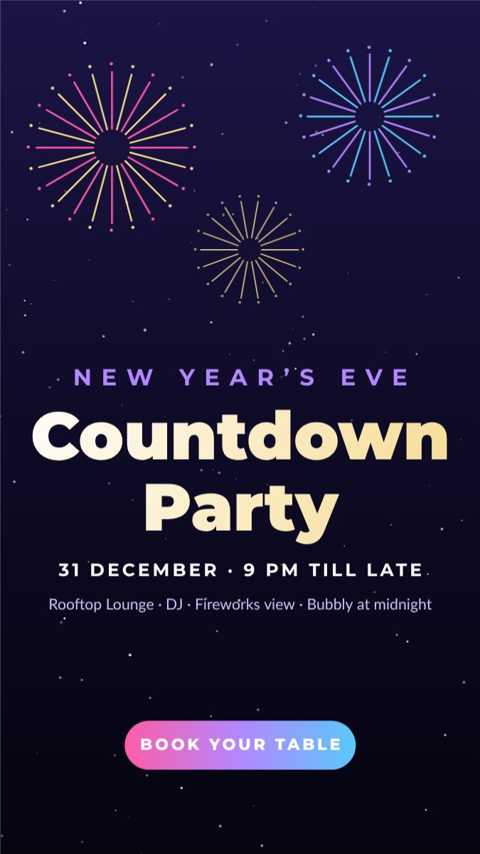 New Year’s Eve Party Story — editable festivals template