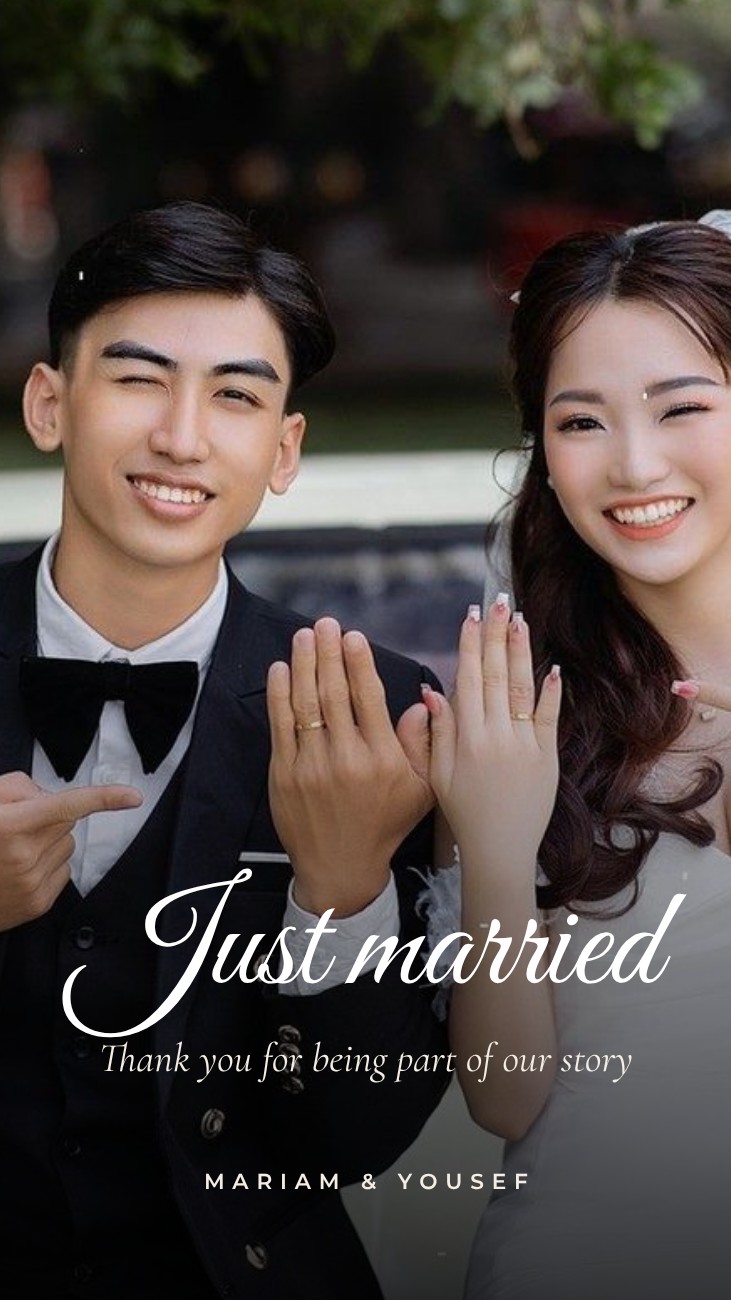 Newlyweds Thank You Story — editable wedding template