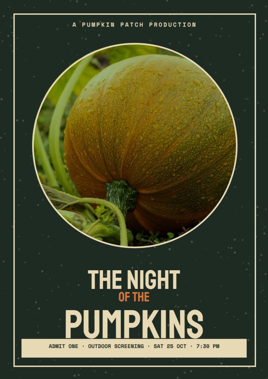 Night of the Pumpkins Vintage Movie Poster — editable festivals template
