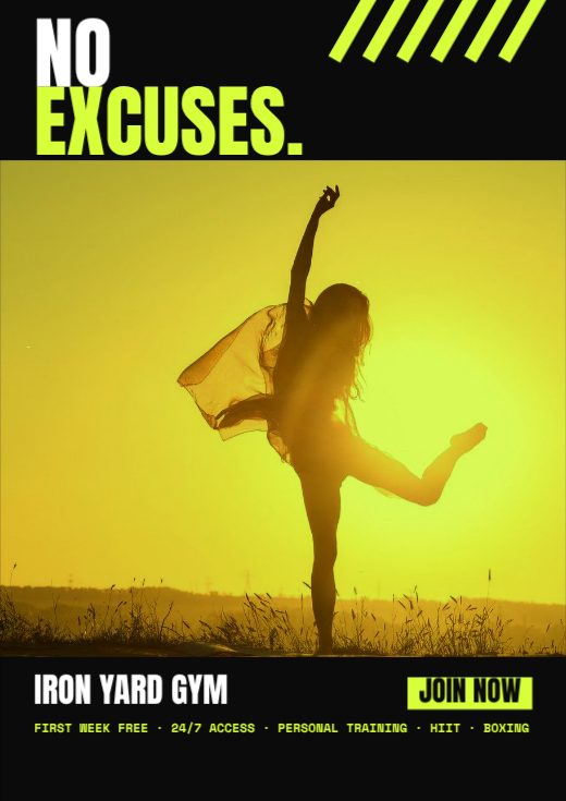 قالب فلاير مجاني — No Excuses Gym Flyer