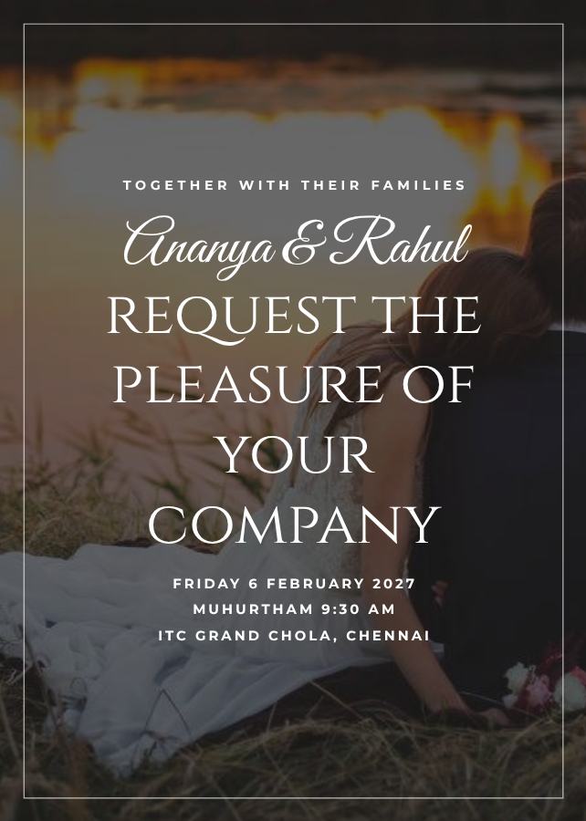Noir Ananya and Rahul Wedding Invitation — editable wedding template