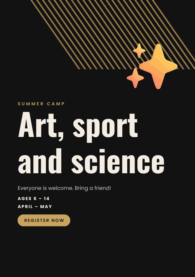 Noir Art, sport and science Poster — editable marketing template