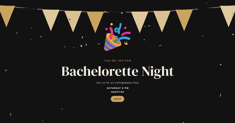 Noir Bachelorette Night Banner — editable events template