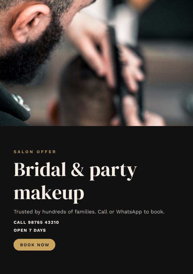 Noir Bridal & party makeup Salon offer Flyer Info — editable business template