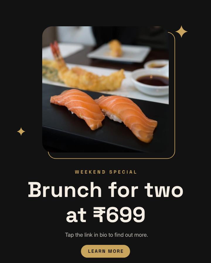 Noir Brunch for two at ₹699 Announcement Post — editable social media template
