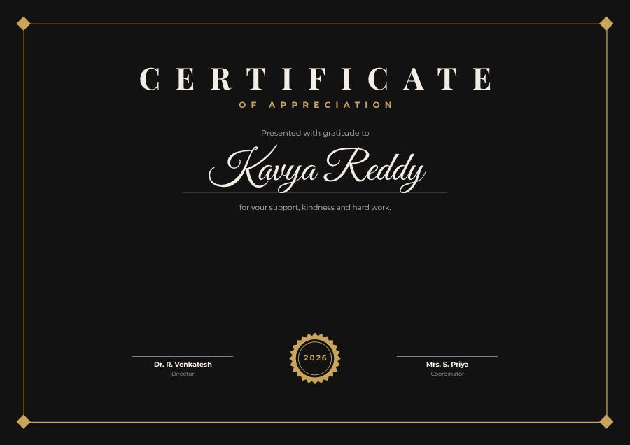 Noir Certificate Of Appreciation Certificate Formal — editable certificates template