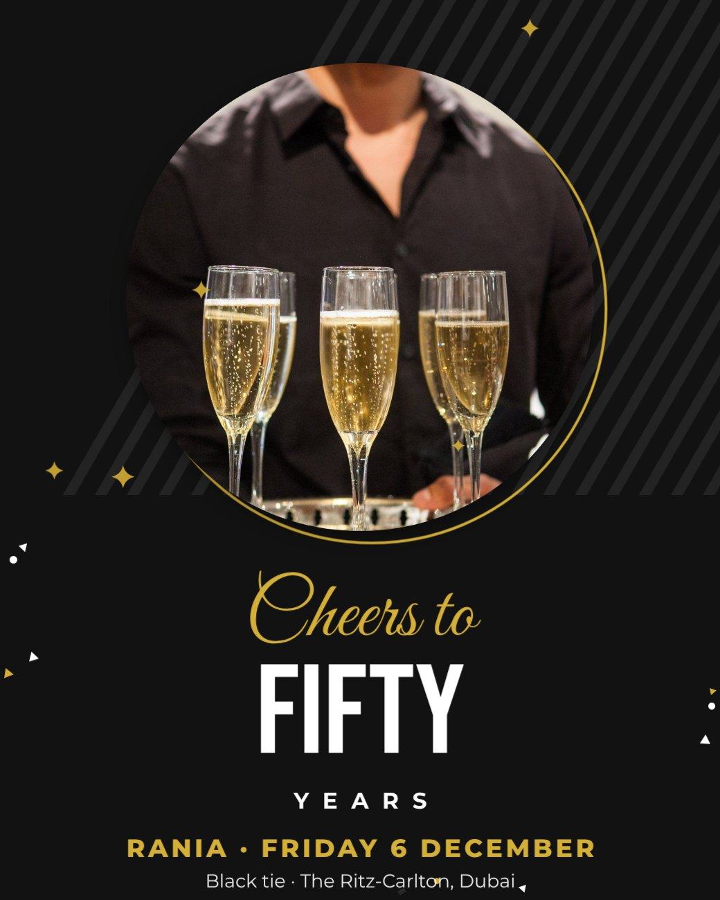 Noir Circle 50th Birthday Post — editable birthday template