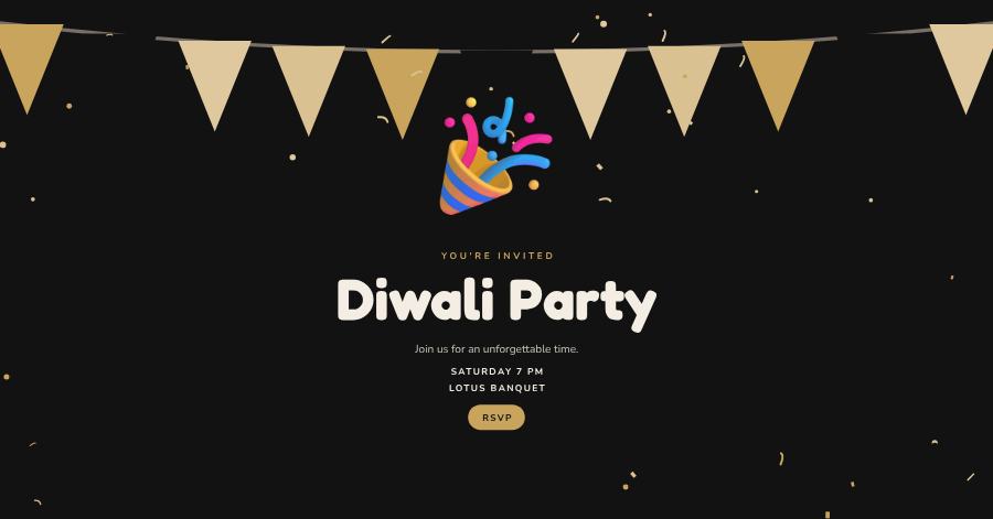 Noir Diwali Party Banner — editable events template
