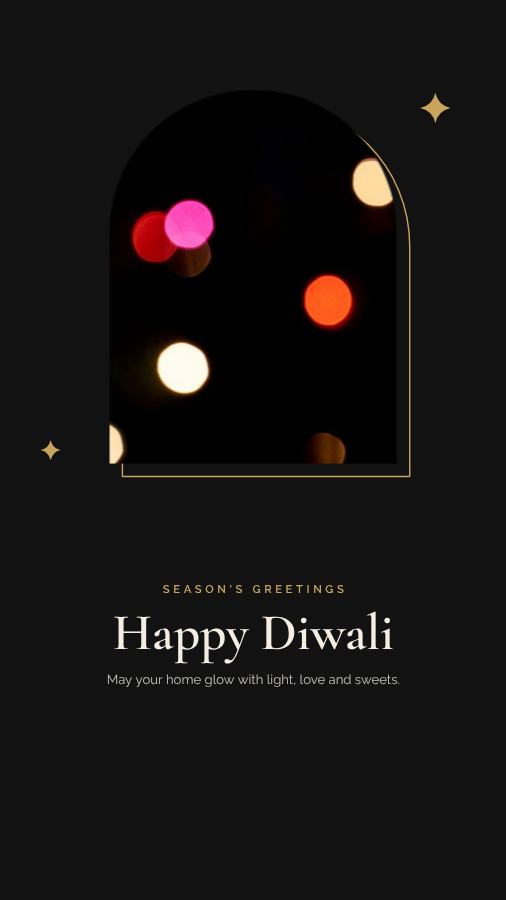 Noir Diwali Wishes Story — editable festivals template
