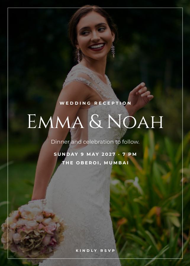 Noir Emma and Noah Reception Invite — editable wedding template