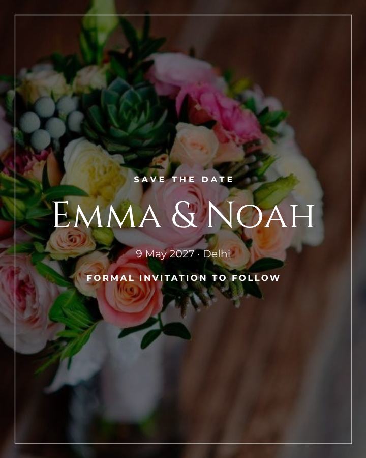 Noir Emma and Noah Save the Date — editable wedding template
