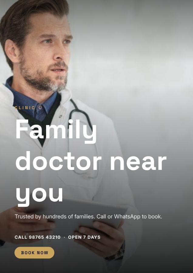 Noir Family doctor near you Clinic Flyer Promo — editable business template