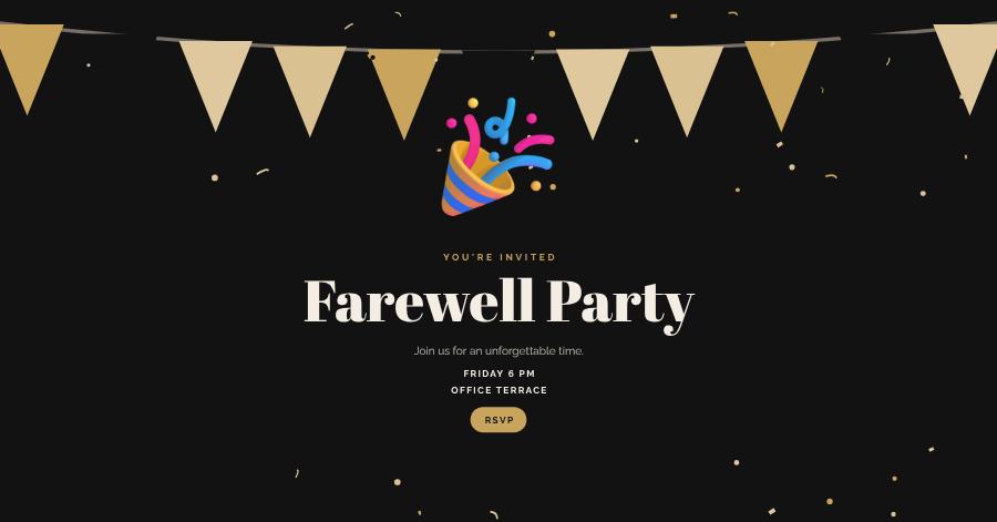 Noir Farewell Party Banner — editable events template