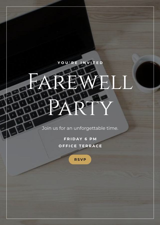 Noir Farewell Party Invitation — editable events template