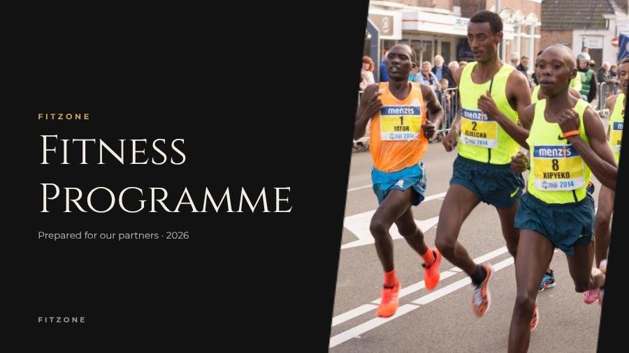 Noir Fitness Programme Presentation Elegant — editable business template