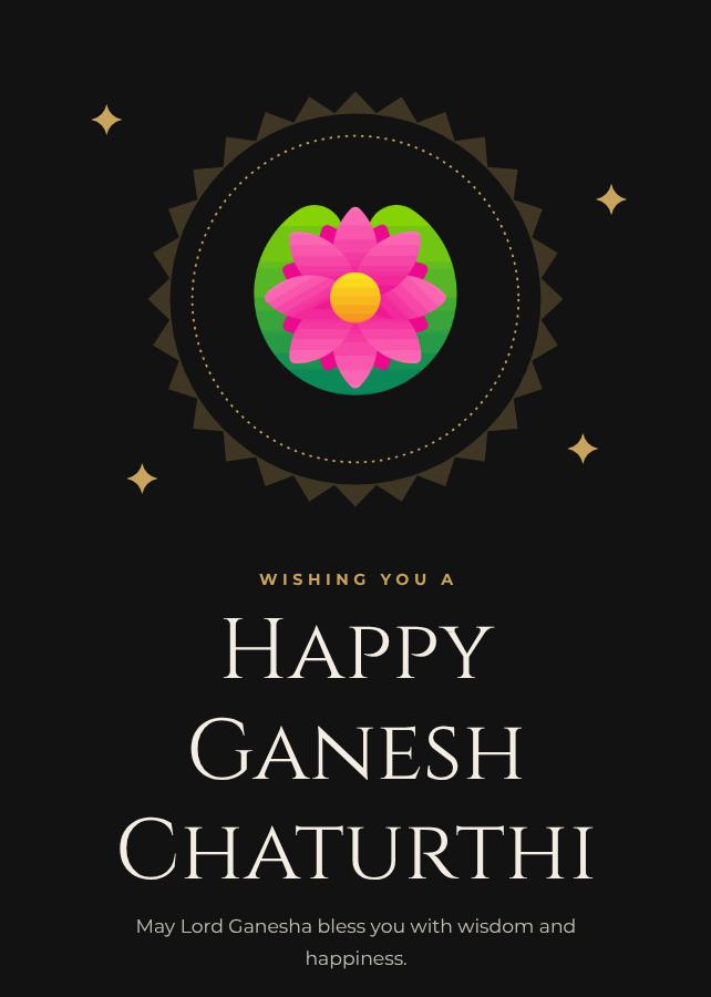 Noir Ganesh Chaturthi Greeting Card — editable festivals template