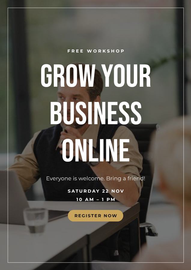 Noir Grow your business online Poster — editable marketing template