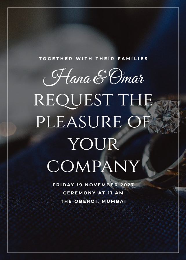 Noir Hana and Omar Wedding Invitation — editable wedding template