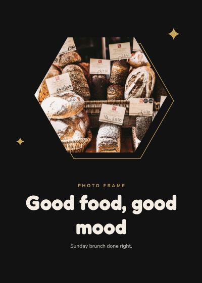 Noir Hexagon Frame Good food, good mood template