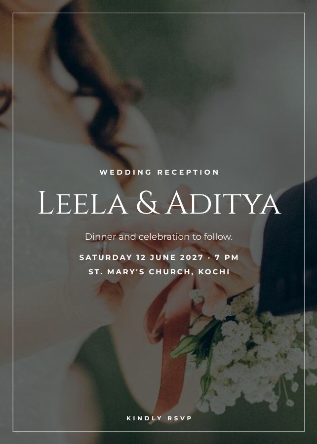 Noir Leela and Aditya Reception Invite — editable wedding template