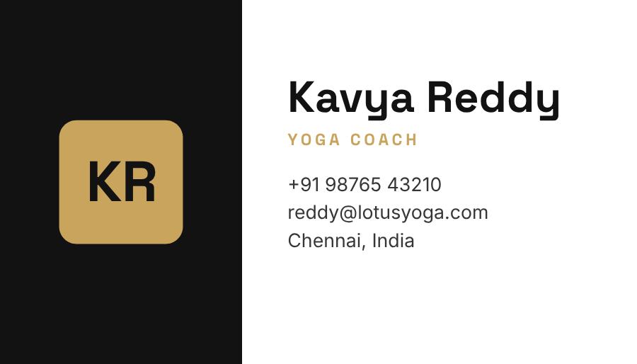 Noir Lotus Yoga Split Business Card — editable business template
