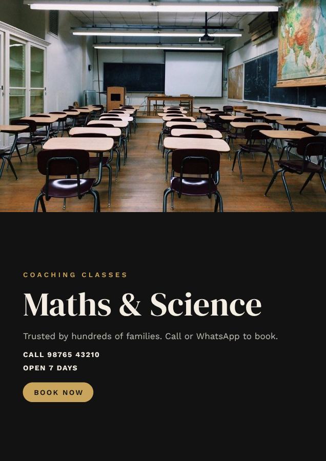 Noir Maths & Science Coaching classes Flyer Info — editable business template