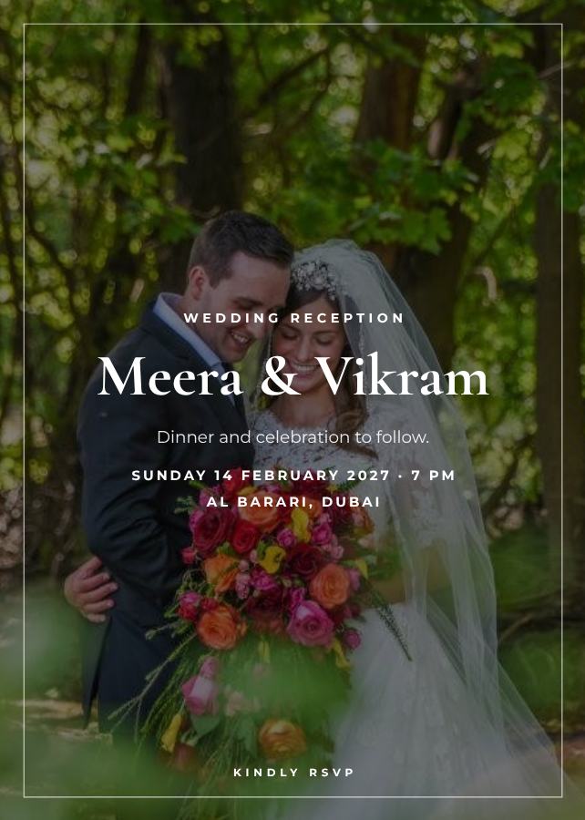 Noir Meera and Vikram Reception Invite — editable wedding template
