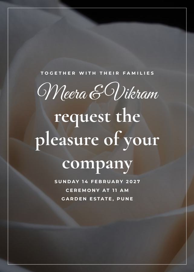 Noir Meera and Vikram Wedding Invitation — editable wedding template