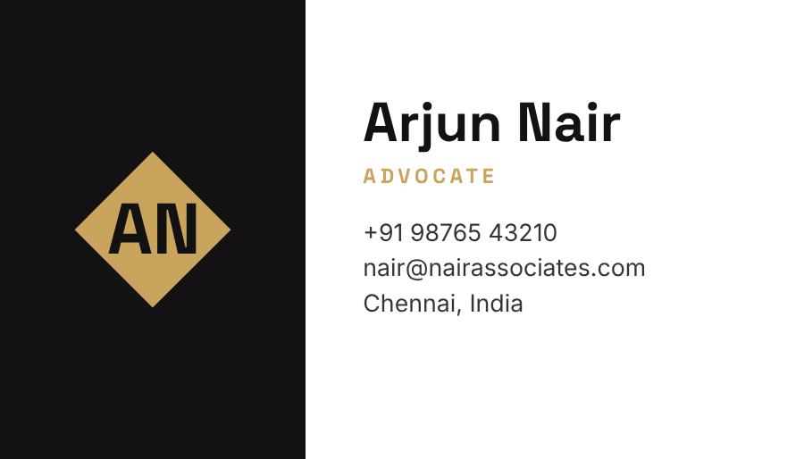 Noir Nair & Associates Split Business Card — editable business template