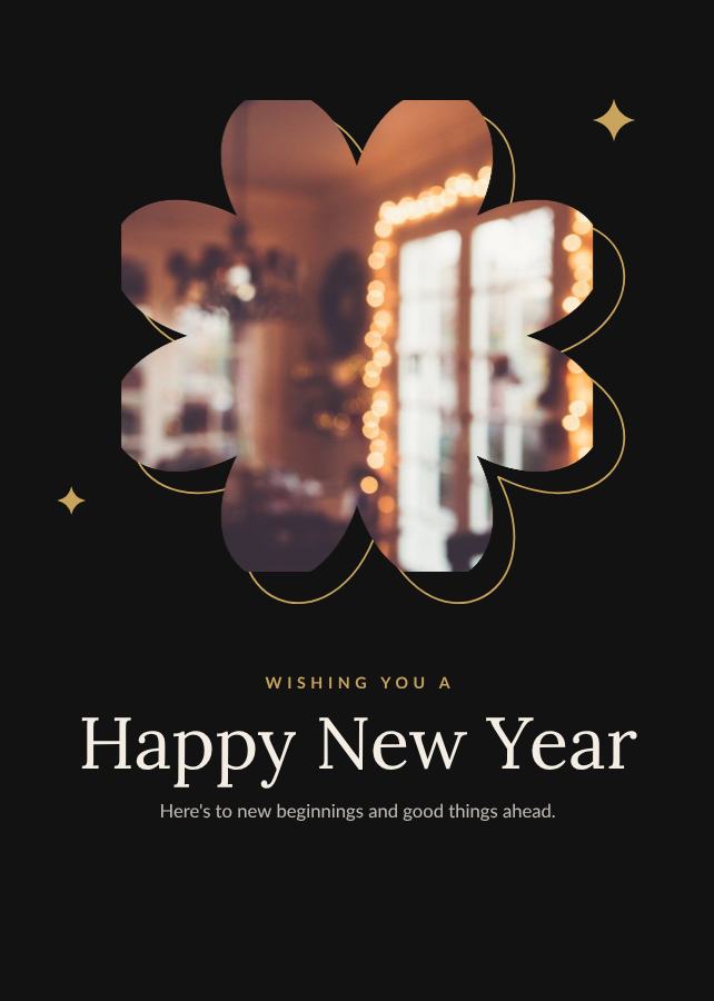 Noir New Year Greeting Card — editable festivals template