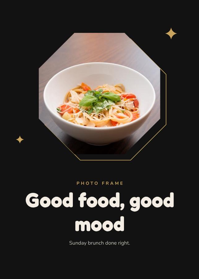 Noir Octagon Frame Good food, good mood — editable photo collage template