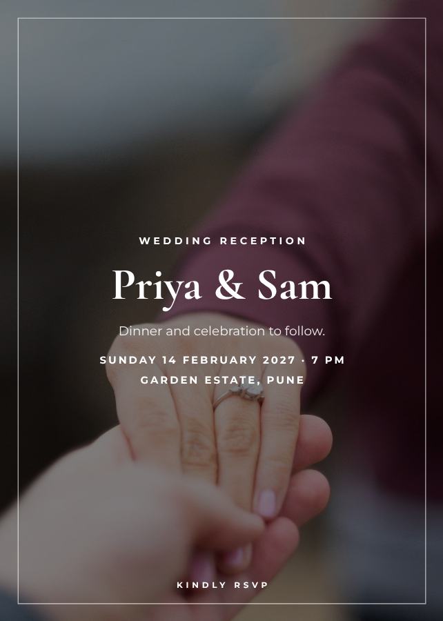Noir Priya and Sam Reception Invite — editable wedding template