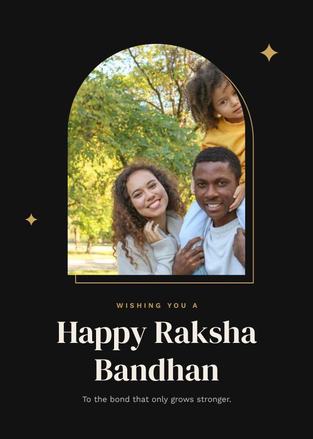 Noir Raksha Bandhan Greeting Card — editable festivals template