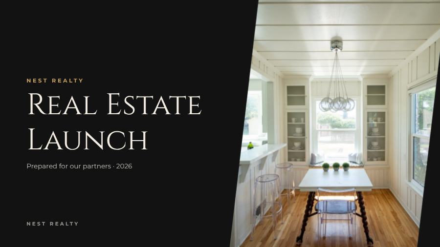 Noir Real Estate Launch Presentation Elegant — editable business template
