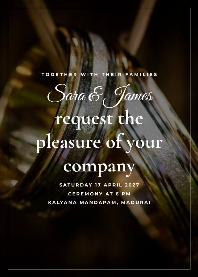 Noir Sara and James Wedding Invitation — editable wedding template