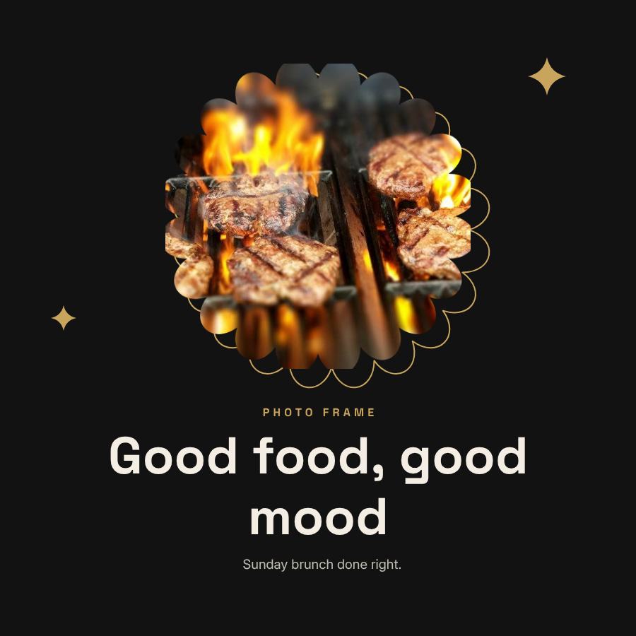Noir Scallop Frame Good food, good mood — editable photo collage template