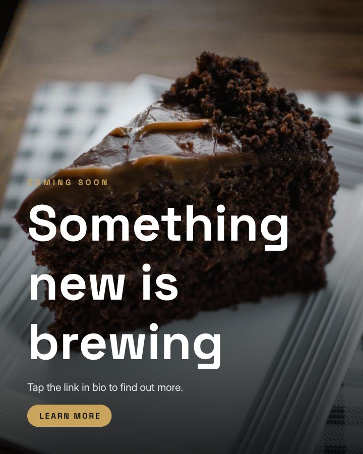 Noir Something new is brewing Announcement Post — editable social media template