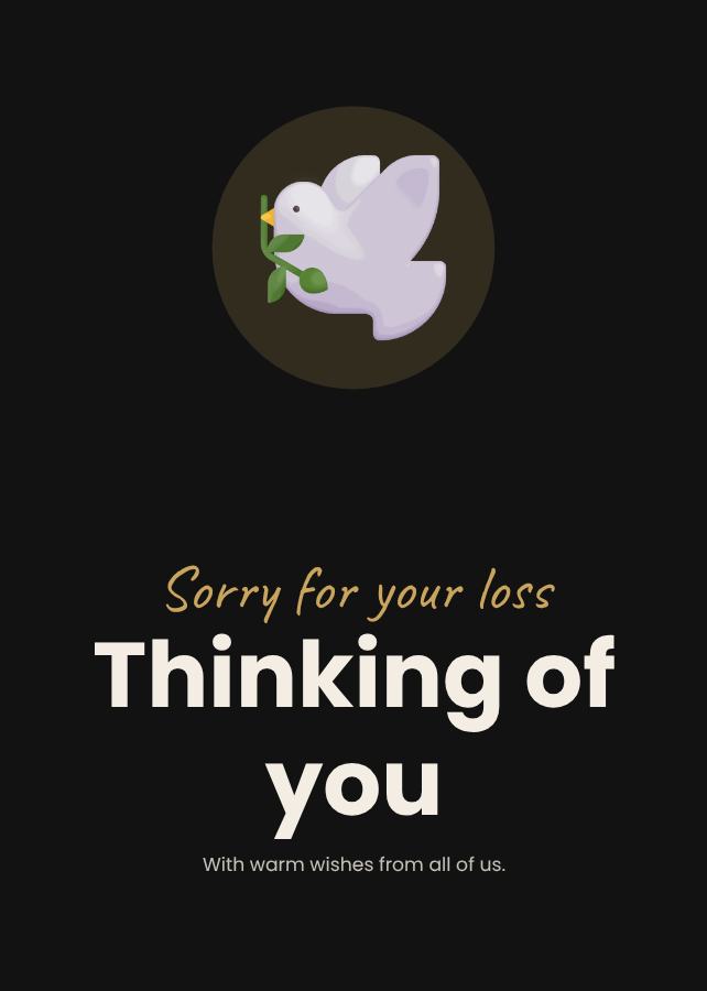 Noir Sorry for your loss thinking of you Card IV — editable cards template