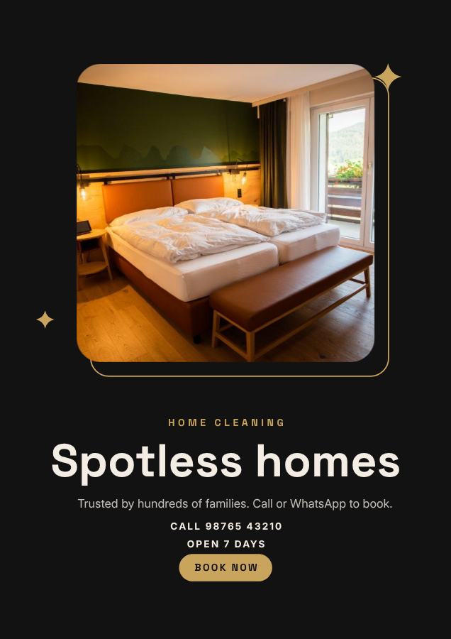 Noir Spotless homes Home cleaning Flyer Offer — editable business template