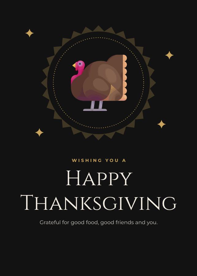 Noir Thanksgiving Greeting Card — editable festivals template