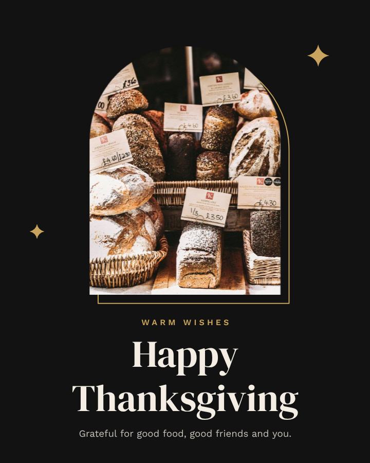 Noir Thanksgiving Greeting Post — editable festivals template