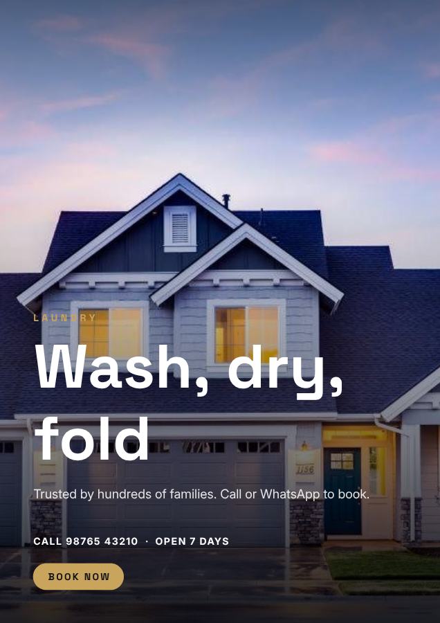 Noir Wash, dry, fold Laundry Flyer — editable business template
