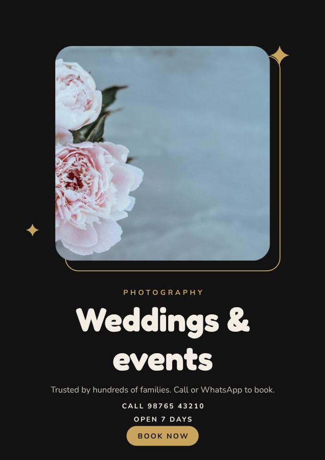 Noir Weddings & events Photography Flyer Offer — editable business template