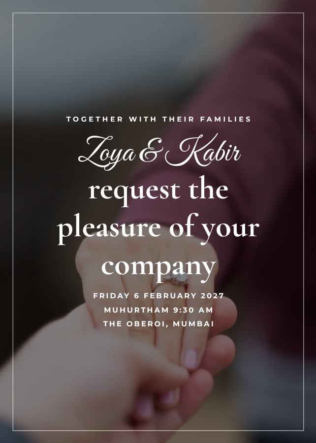 Noir Zoya and Kabir Wedding Invitation — editable wedding template