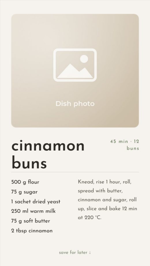 Nordic Recipe Card Story template