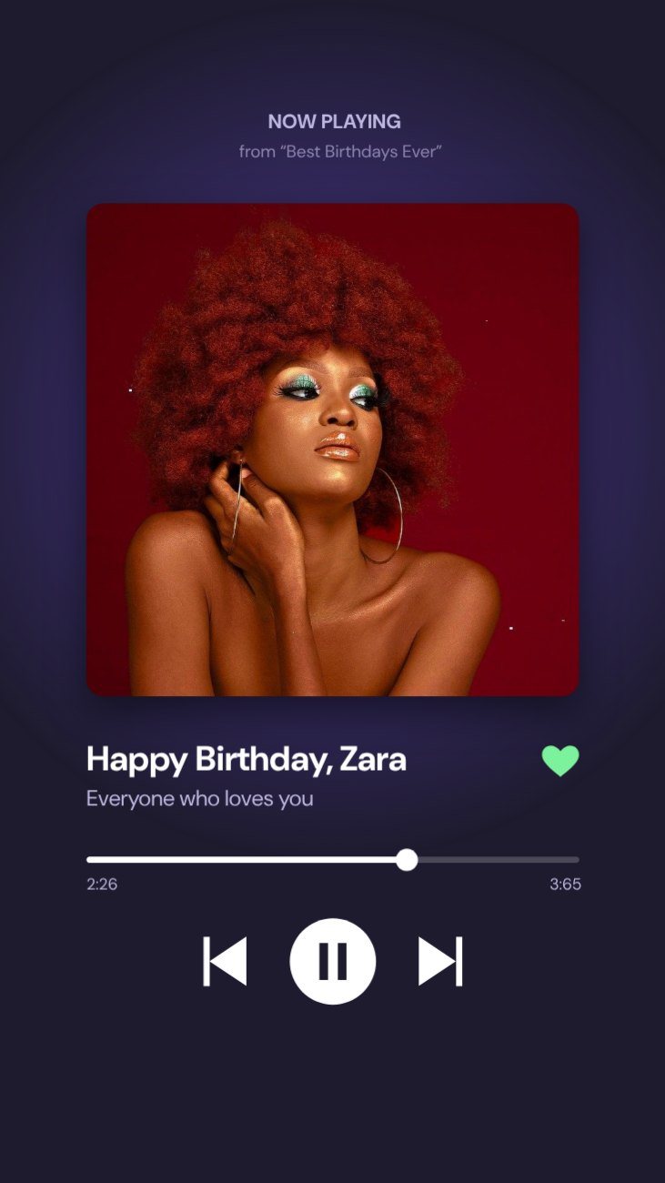 Now Playing Birthday Song Story — editable birthday template